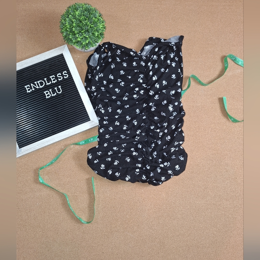  Black Floral Ribbed Ruched Shoulder Tie Maternity Dress | Pink Blush Maternity